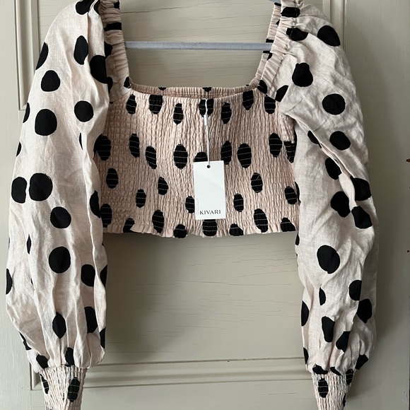 Kivari Rammy Polka Shirred Top NWT - Picture 4 of 9